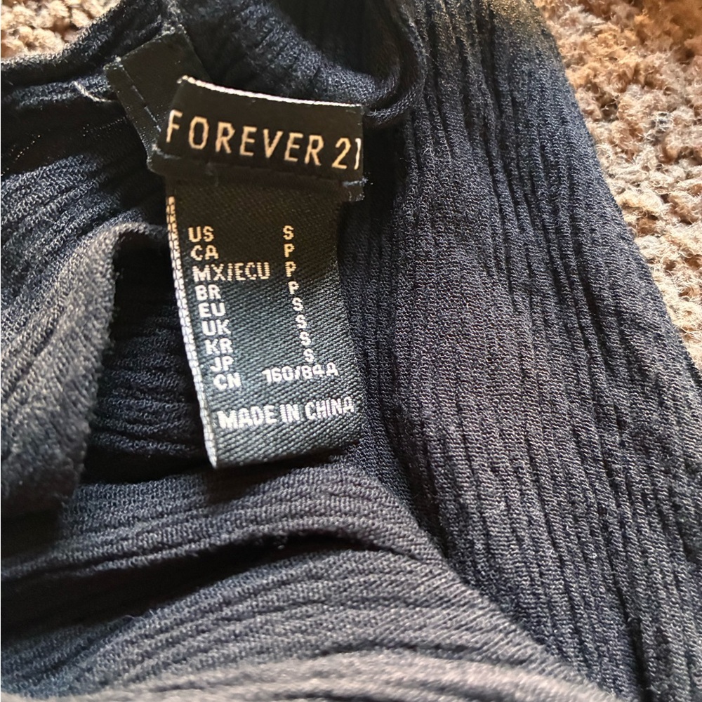 Forever 21 Charcoal Ribbed Knit Top